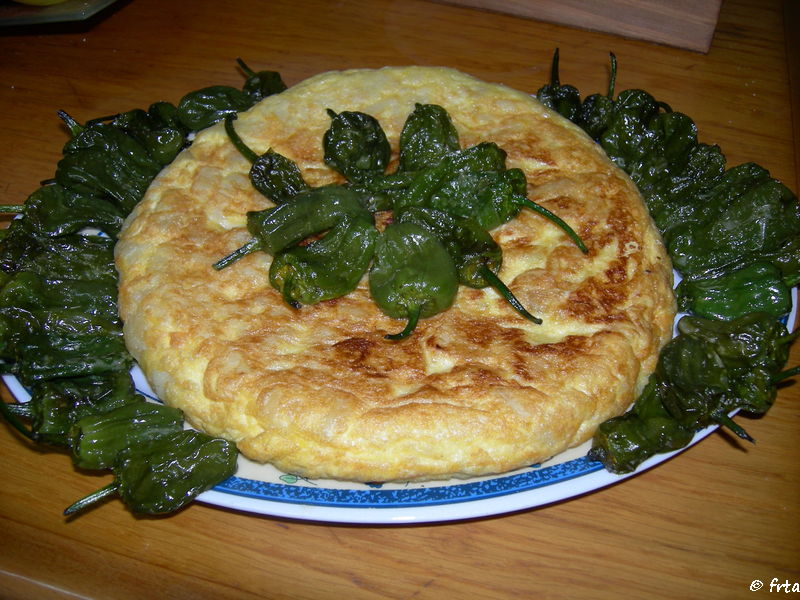 Spanish Omelette with fry green peppers